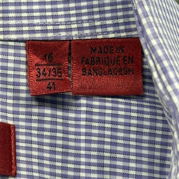 HUGO BOSS Mens 16‎ 41 Blue Check Long Sleeve Dress Shirt Modern Business Casual - Picture 3 of 8